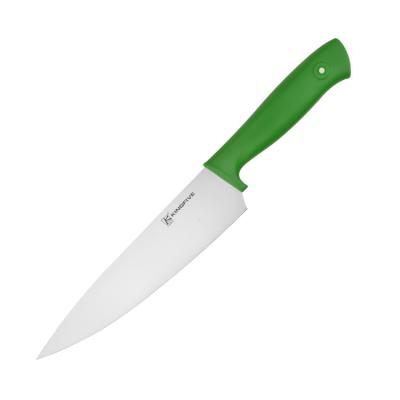 China Sustainable 8 Inch Green PP Handle Carbon Steel Chef Kitchen Knife Meat Cutting Single Food Chef Knife For Kitchen for sale