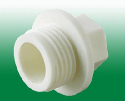 China Equal Shape PPR Plastic Fittings Polypropylene Random Thread Plug White Color for sale