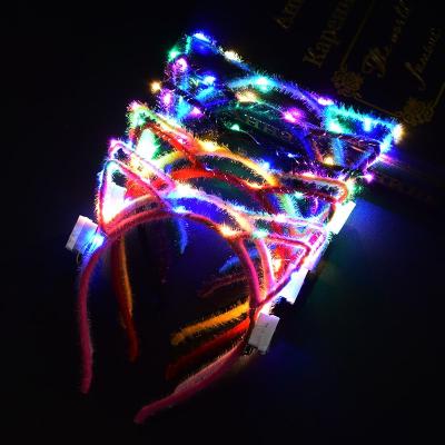 China Hot Sales 2023 Luminous Ladies Hair Decoration Light Up Girls Valentine Party LED Women's Costume Cat Ears Headband For Christmas for sale