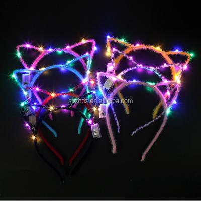 China Ladies Hair Decoration LED Light Up Mouse Kitty Ears Hair Hoop Cat Ears Headband for Birthday Concert Party Festival Costume Hair Accessories for sale