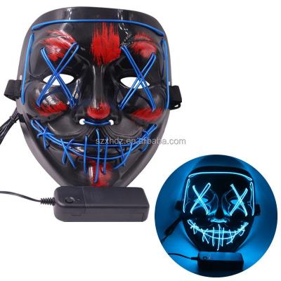 China Factory Wholesale Durable Led Light Black Scary Masquerade Halloween Face Mask Cosplay For Kids Women Men for sale