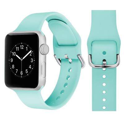 China Fashion Soft Silicone Sport Band For Apple Watch Se 7 Series 44MM Rubber Watch Band Strap 40MM On iWatch Strap 654321 for sale