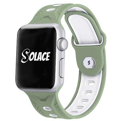 China Fashion Soft Silicone Sport Band For Apple Watch Se 7 Series 44MM Rubber Watch Band Strap 40MM On iWatch Strap 654321 for sale