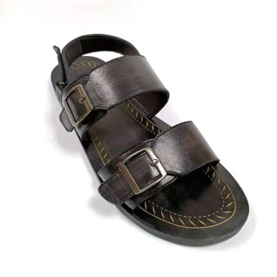 China Other Classic Luxury Black Cowhide Leather Sandal Shoes Men's Rubber Sole Hot Selling For Men Hand Made Breathable Message Comfortable for sale