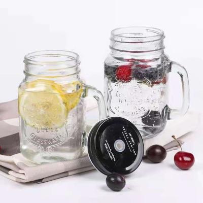 China 2020 New Classic Instrument 450ml Mason Drinking Jars Bottles Party Cheap Glass Drinkware Glasses With Lids And Straws for sale