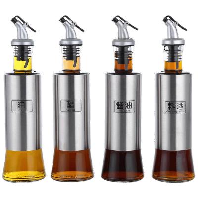 China Household Products 500ml Glass Bottle Jar Cooking Oil Soy Sauce Storage Dispenser for sale