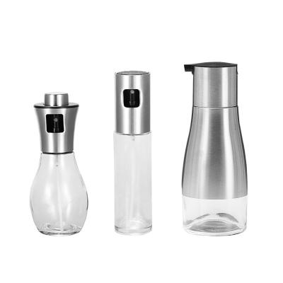 China 2021 Waterproof Food Olive Essential Oil Bottle Glass Vinegar Sprayer Dropper Dispenser for sale