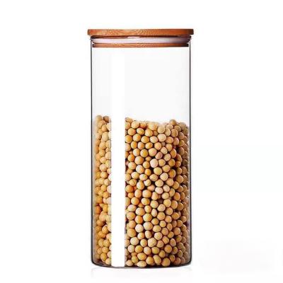 China Storage Bottles & High Borosilicate Glass Jars 300ml 500ml 1000ml Storage Jar With Bamboo Lid for sale