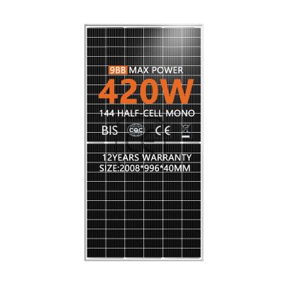 China Top Selling Power Plant 450w 440w 430w 420w 9bb 144 Cells Half Cut Mono Solar Panel PV High Power Energy for sale