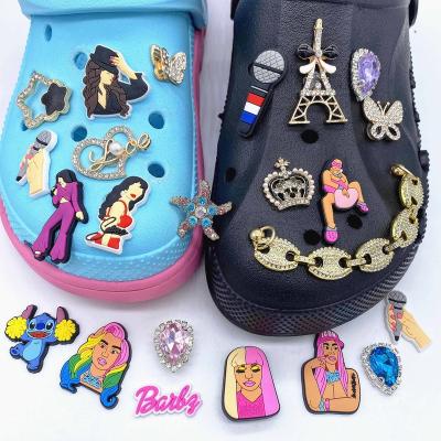 China Clog Charm Factory Outlet Cheap Designer PVC Shoe Charms Customized Luxury Shoe Charm For Metal Shoe Decorations for sale