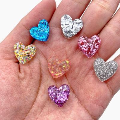 China Clog Charm New Arrival Glitter Love Resin Shoe Charms PVC Shoe Charms Custom Heart Kid Clog Charms Shoe Decorations for sale