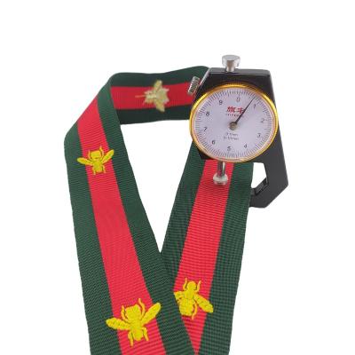 China Durability Green 35mm Polyester Red Green Shoulder Strap Embroidered Bee Gold Decorative Belt Women's Bag Single Shoulder Strap for sale