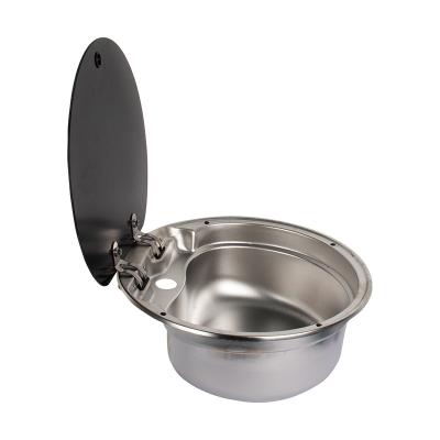 China Interesting Motorhome Buy Round Camping Sink RV Kitchen Accessories Stainless Steel Faucet Swivel RV Kitchen Sink for sale