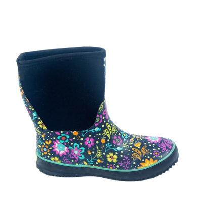 China High Quality Light Weight Child 5mm Thickness Winter Neoprene Rubber Rain Boots Warm Boots for sale