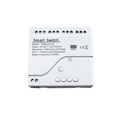 China Tuya Smart Wifi Wireless Switch Module Automation DIY Control RF Timer Alexa Google Home 16A 7V 32V Smart Home 4CH Switch Tuya Switch for sale