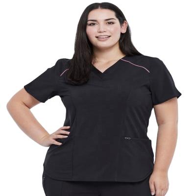 China Breathable flattering fit and China's finest comfortable fabrics flattering design comfort caring medical v-neck upper touchpoints set with pink shoulder stitching for sale