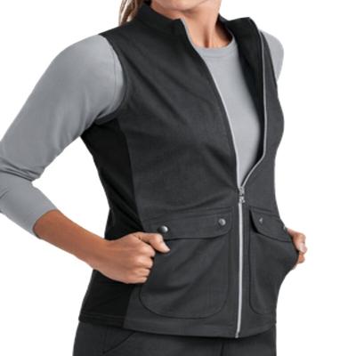 China Flatteringly breathable fit and active soft soft stretch knit two side panels scrub vest with a high collar zipper Front Vest and tailored feminine chest fit for sale