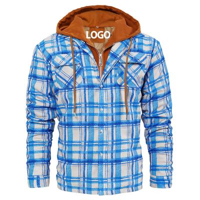 China LOGO Customized Winter Casual Dark Color Waterproof Plaid Free Flannel Stretching Polyester Spandex Full Sleeve Test Shirts For Men for sale