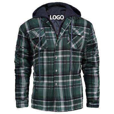 China Removed Hood Warm Flannel Jacket Males Tracksuit LOGO Customized Wholesale Winter Cotton Plaid Waterproof Free Men's Hoodies for sale