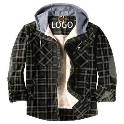 China Free Customized LOGO Waterproof WholesaleButton Down Autumn Winter Warm Men's Plaid Thermal Flannel Lumber Jackets for sale