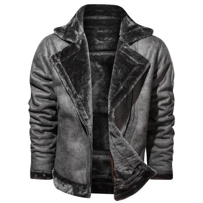 China Custom Logo Warm Men's Leather Coat Fleece Lined Thickened Male Viable Men's Fur Embedded Young Men's Coat Leather Jacket for sale