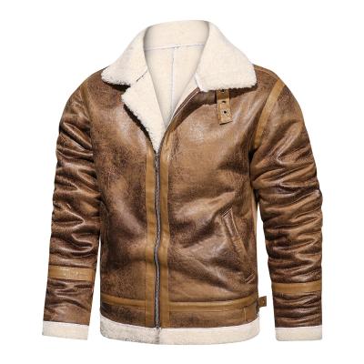 China OEM Bomber Jacket Men's Wear Fashion Free PU Leather Viable LOGO New Fur Leather Jacket Outwear Oversize Overcoat for sale