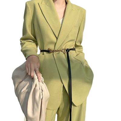 China Anti-Static 2 Pieces Suit Set Straight Smooth Formal Lady Uniform Designs Office Suit Panty Shawl Collar For Women Business Work Wear for sale