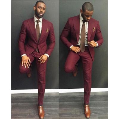 China Anti-Wrinkle Burgundy Suits Men 2 PICS Formal Blazer Pant Suits For Men Work Made Groom Suits 2022 Suit for sale