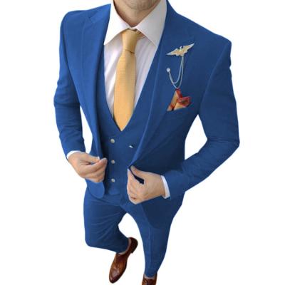 China Anti-Wrinkle Suit 3 Picture Men Suits Peak Lapel Business Wedding Tuxedos 2022 Slim Fit Groom Prom Party Blazer Men Clothing for sale