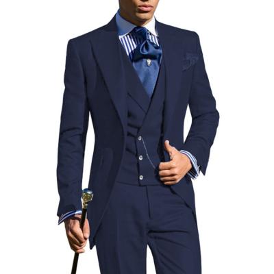 China Classic Anti-Wrinkle Men Suits 3 Pieces Business Tuxedos Blazer Jacket For Wedding Groom Prom Evening (Blazer+Vest+Pants) for sale