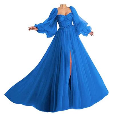 China Breathable Puffy Ball Gown Sweetheart Tulle Ball Gown Princess Evening Gowns Prom Breathable With Slit for sale