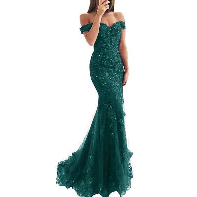 China Breathable Lace Appliques Mermaid Prom Dress Lace Up Back Off-the-Shoulder Formal Even Dress for sale