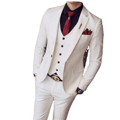 China Anti-Wrinkle Tuxedo Jackets Mens Suits Slim Fit 3 Piece Sets Designer Elegant White Prom Suits Gray Costume Homme Mariage Smocking for sale