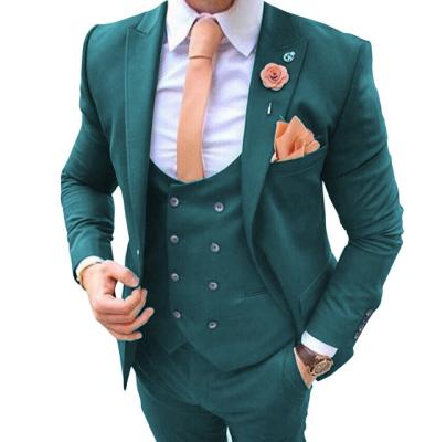 China Anti-wrinkle Business Men Suits Slim Fit 3 Pieces Wedding Prom Evening Blazer Jacket+Vest+Pants Groom Terno Masculino Tuxedos for sale