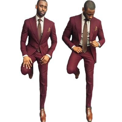 China 2022 Custom Anti-wrinkle Burgundy Green Suits Mens Suits Groom Suit For Men 2 Piece (Jacket+Pants) for sale