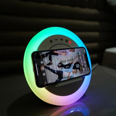 China Wireless Charger RGB Atmosphere Lamps With Wireless Speaker Wireless Charger Desk Lamp for sale