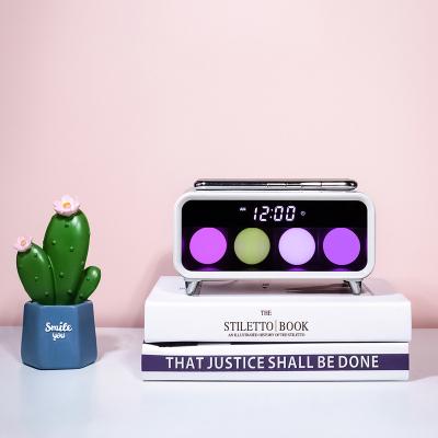 China 3-grade Brightness RGB Colorful Beside Lamp A11Q Wireless Charger Table Clock with Time LCD Display for Bedroom for sale