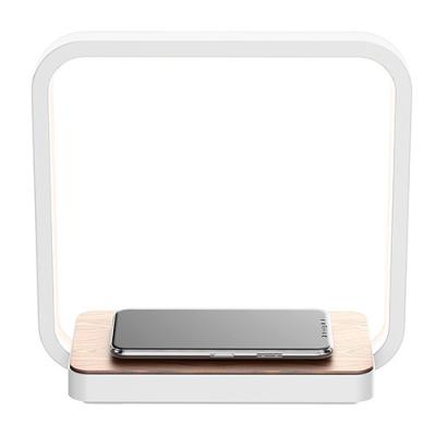 China Modern Touch Control Wood Base Wireless Charger Desk Lamps Bedside Night Light for sale