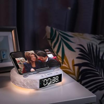 China Stylish 3-grade Brightness Wilit Design RGB Light with Digital Alarm Clock Qi Charger Bedside Lamps Led Wireless Night Light for sale