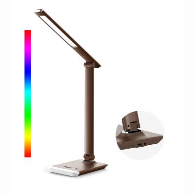 China USB Output: 5V/2.1A Foldable Arm 5-Level Brightness LED Table Lamp with 5V/2.1A USB Output Bedroom RGB Night Light for sale