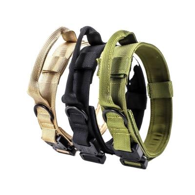 China Durable Heavy Duty Training Military Tactical Army Dog Collars, With Handle Width 1.5in Plastic Buckle Strong D-Ring for sale