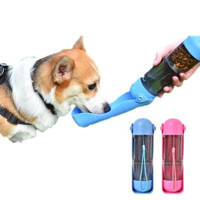 China Amazon Viable Portable Dog Drinking Water Bottle 4 in 1 Outdoor Pet Water Bottle Bowl Dispenser Driver Travel Bottle for sale