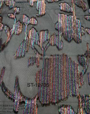 China New Design 100% Polyester Multicolor Metallic Dot Piece Sheer Dyed Metallic Jacquard Sheer Chiffon For Wedding Party Dress for sale