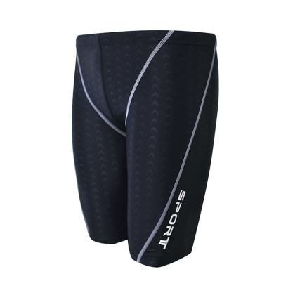 China Windproof Artificial Shark Skin Mid Leg Competition Men Swimming Trunks Boxer Five Point Swimming Trunks for sale