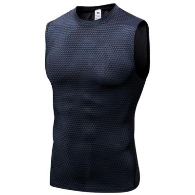 China Breathable Comfortable And Breathable Men Printed Stretch Running Tight Fit Vest Fitness Vest Quick Dry Clothes for sale