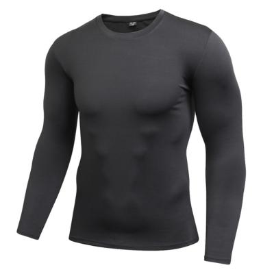 China Men Solid Color Compression Breathable Professional Fitness Long Sleeved PRO Sports Quick Dry Outdoor Running Gym Fitness Shirt for sale