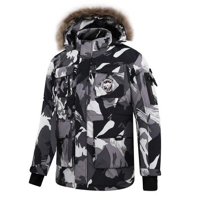 China thick raccoon fur hooded white camouflage stripper jackets mens winter parkas coats mens Anti-wrinkle down jacket hot sale for winter for sale