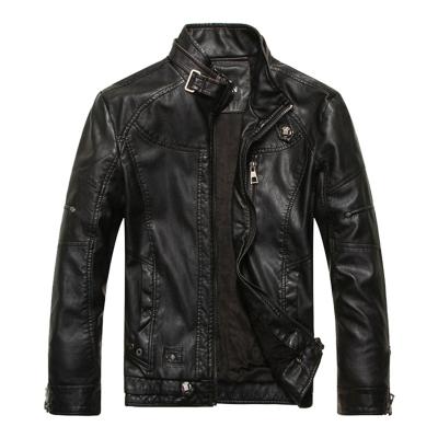 China QUICK DRY men's coats winter vintage clothing washed pu leather comic collar plus velvet motorcycle leather jacket hot sale for sale