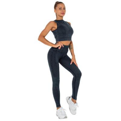 China Wholesale Washing Yoga Set Women Seamless Knitted Breathable Running Running Breathable for sale