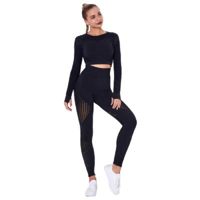 China Good Quality Breathable Seamless Cavity Moisture-absorbing Long Sleeve Running Fitness Yoga Sets for sale